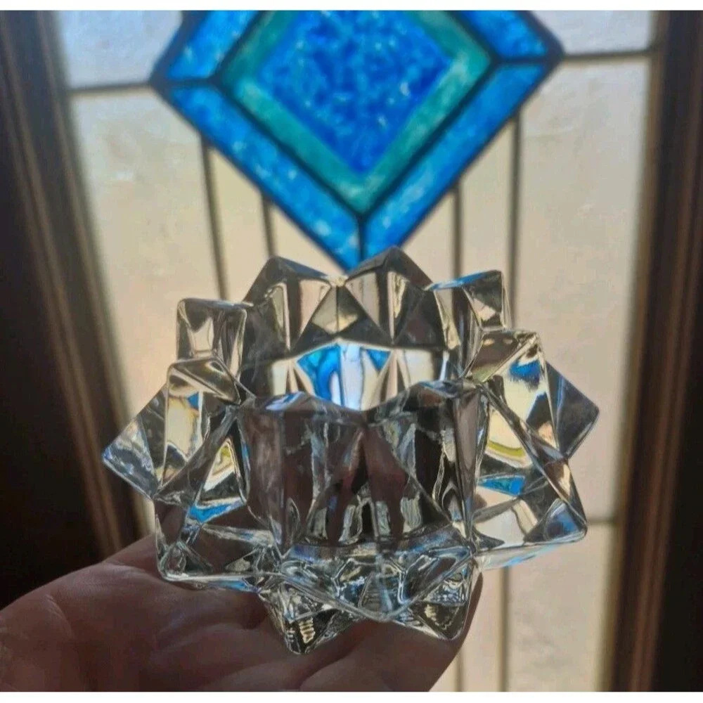 Vintage AVON Clear Pressed Glass RomanticTealight Votive Holder 2